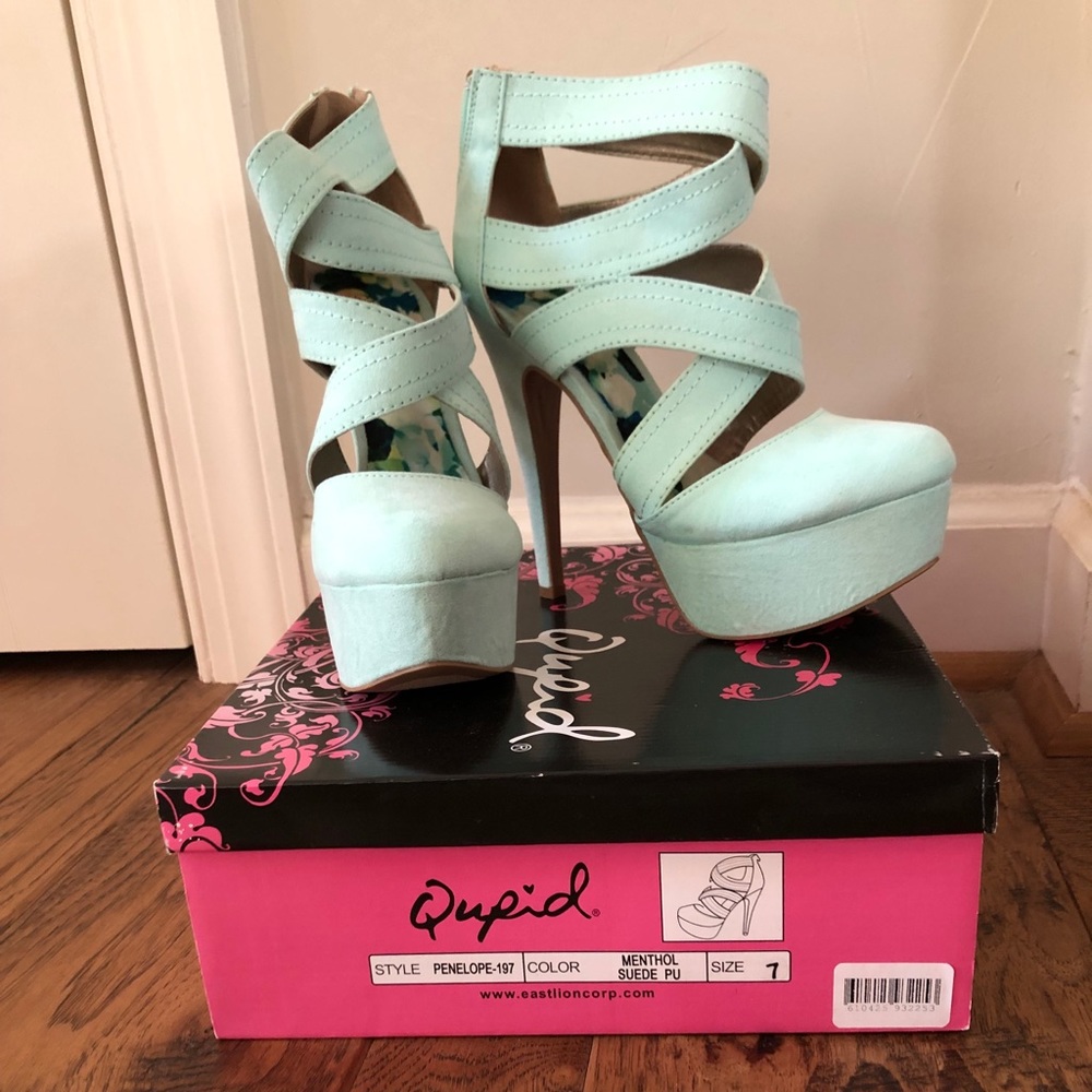 Teal platform heels